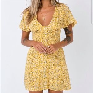 Princess Polly Yellow button down floral dress